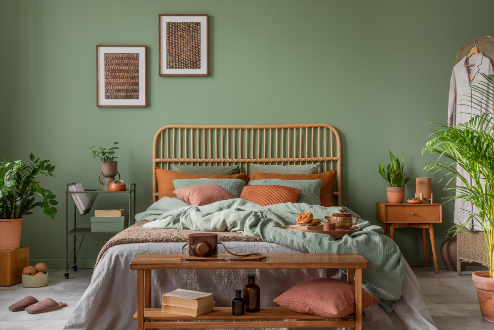 Al momento stai visualizzando Utilizzare il verde in camera da letto: idee per dipingere le pareti, tessili e altri elementi d’arredo